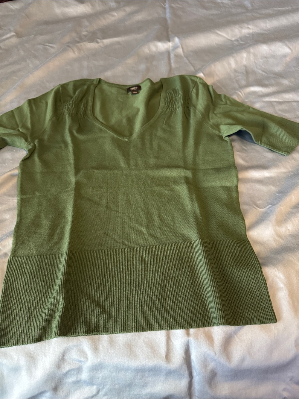 Miss Sixty Olive Green V-Neck Short Sleeve Top